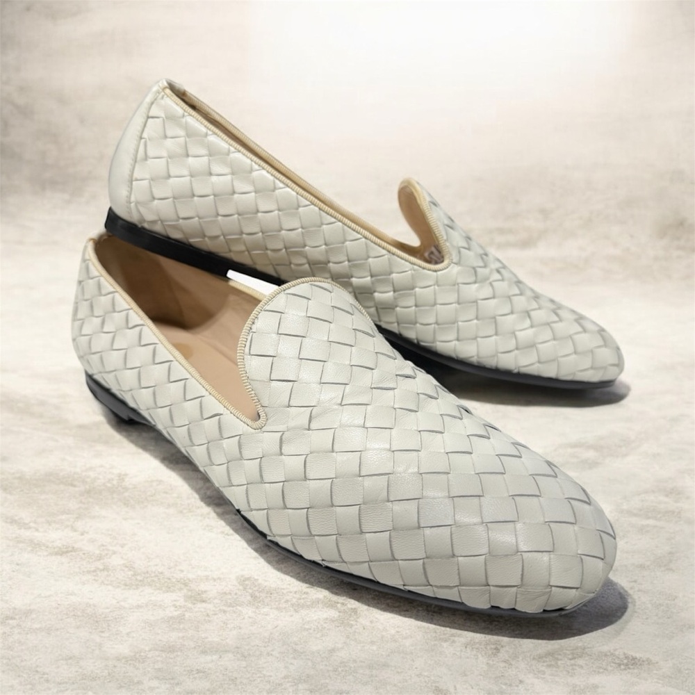 Bottega Veneta Intrecciato Woven Leather Smoking Slipper Loafer Flats